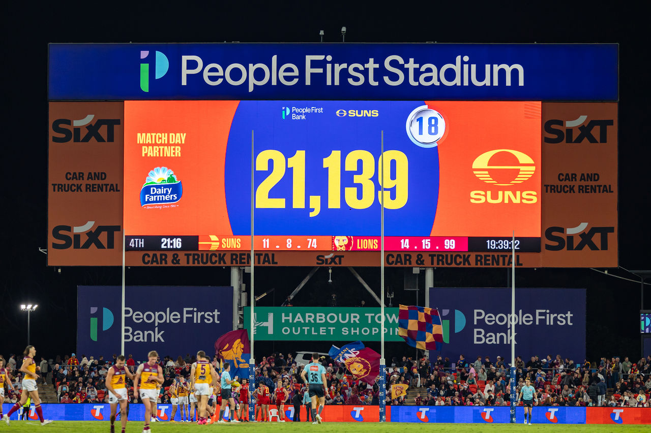 Score board of Brisbane Lions and Coast SUNS match