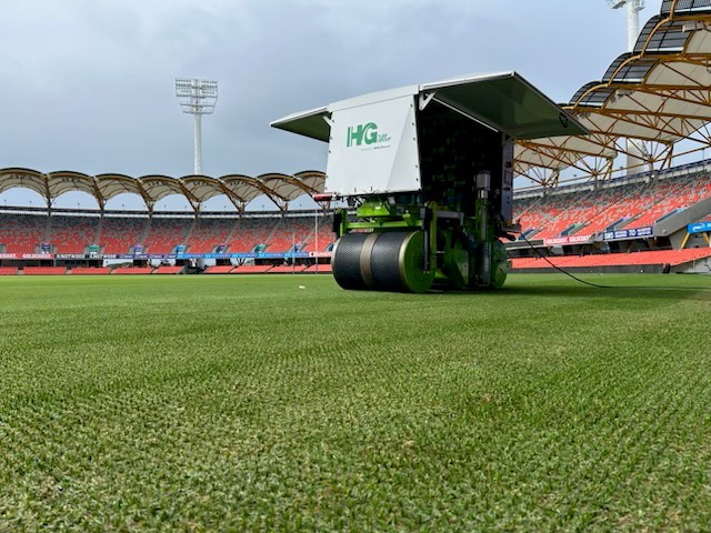 The green grass at People First Stadium 